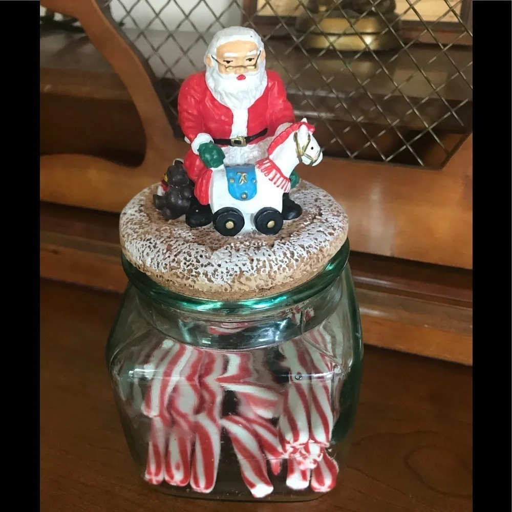 Rare Vintage 1970’s Christmas Santa Candy Jar